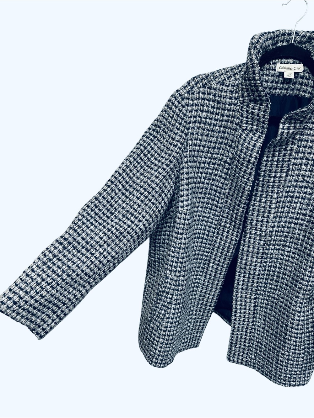 Coldwater Creek open front wool blend tweed blazer blue grey metallic Size 20/22 - Picture 6 of 12